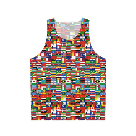 Unisex tank top featuring flags of the world