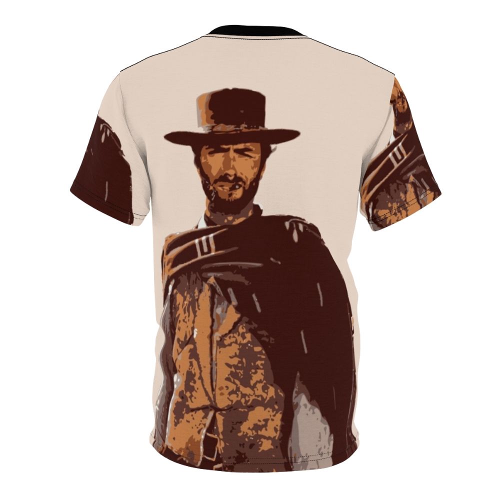 Retro Clint Eastwood portrait t-shirt with cowboy and western-inspired design - Back