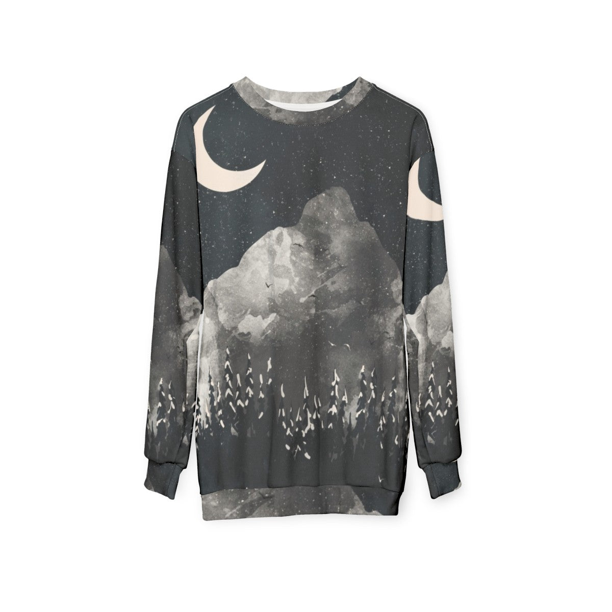 Cozy wolf winter sweatshirt with nature design - hanging