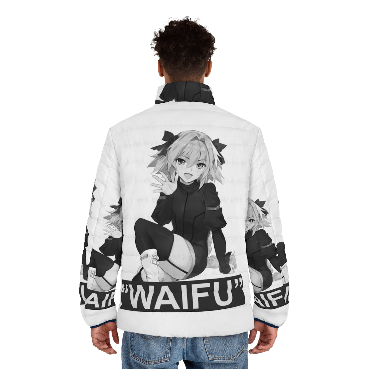 Fate Astolfo Waifu Anime Puffer Jacket - men back