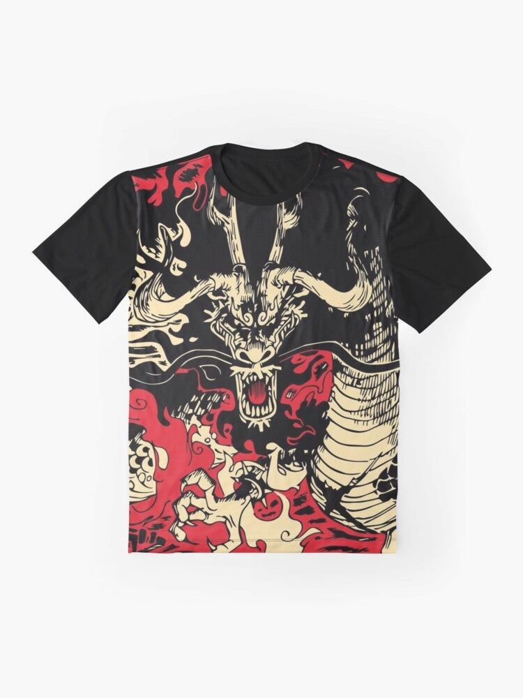 One Piece Kaido The Dragon Graphic T-Shirt featuring the character Kaido from the popular anime and manga series - Flat lay