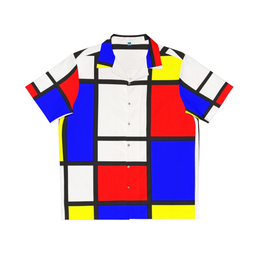 Mondrian inspired abstract geometric Hawaiian shirt