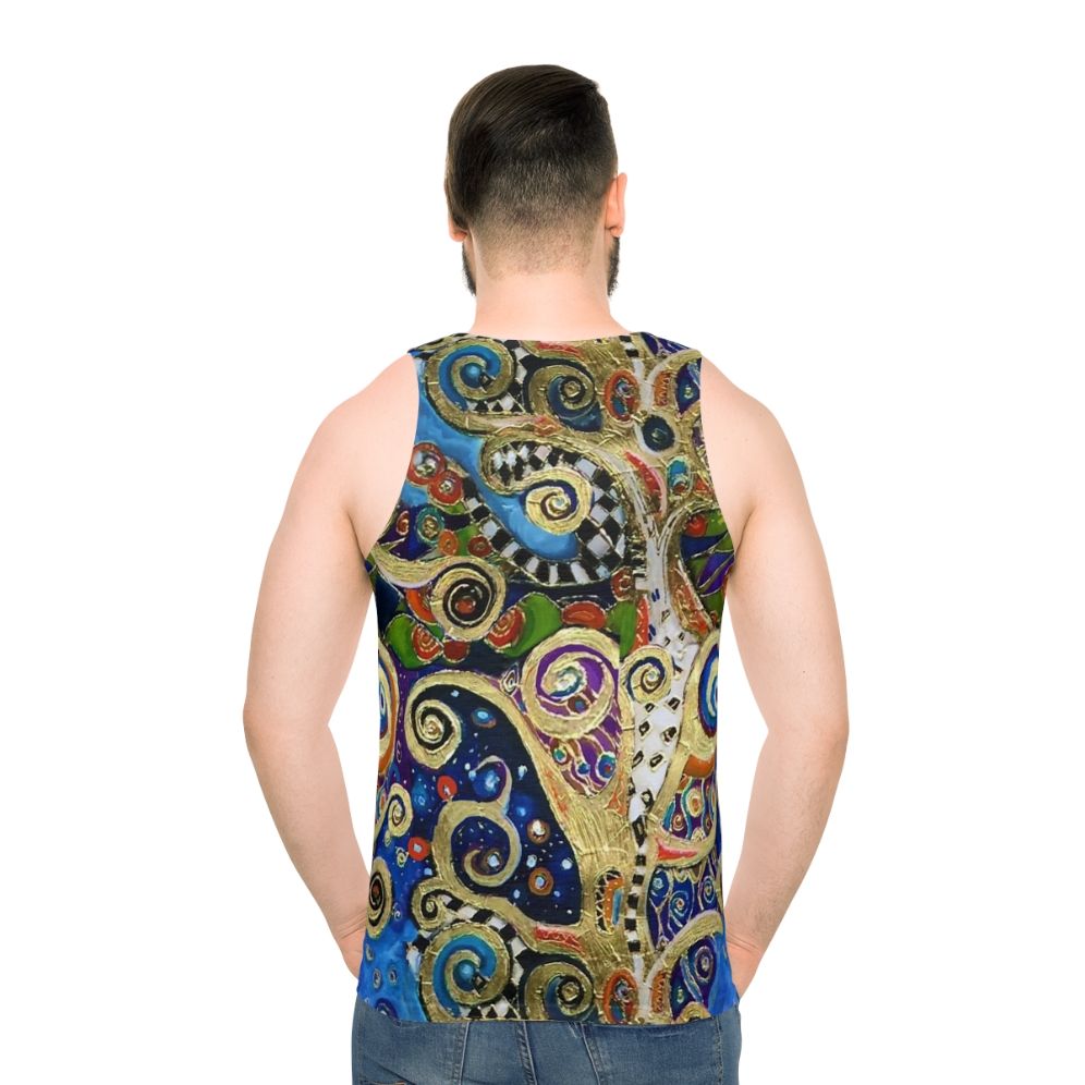 Unisex tank top featuring the iconic "Tree of Life" design by Gustav Klimt - men back