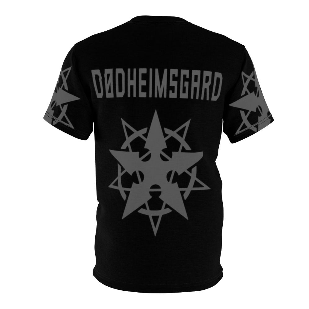 Black metal t-shirt with Dodheimsgard-inspired design for fans of heavy, dark, and experimental metal genres - Back