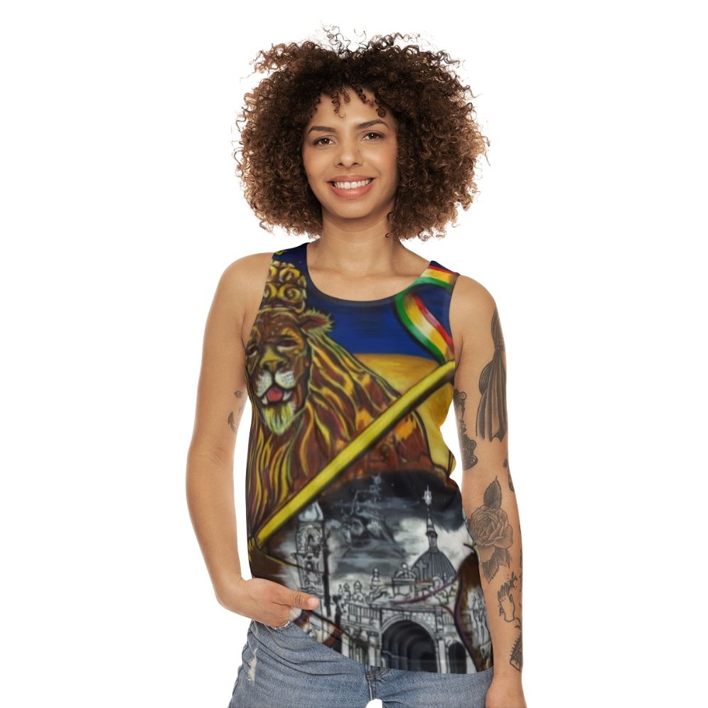 Midnite Zion Unisex Rastafarian Lion of Judah Tank Top - women