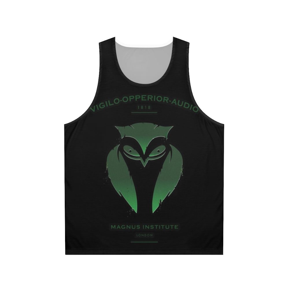 Dark academia unisex tank top with spooky emblem