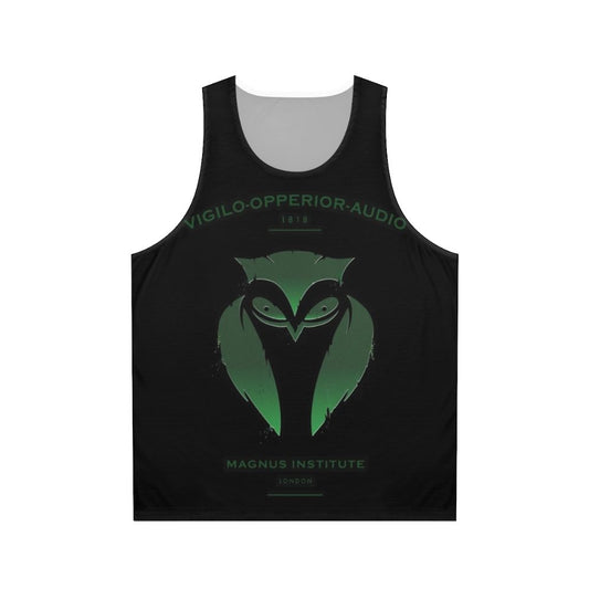 Dark academia unisex tank top with spooky emblem