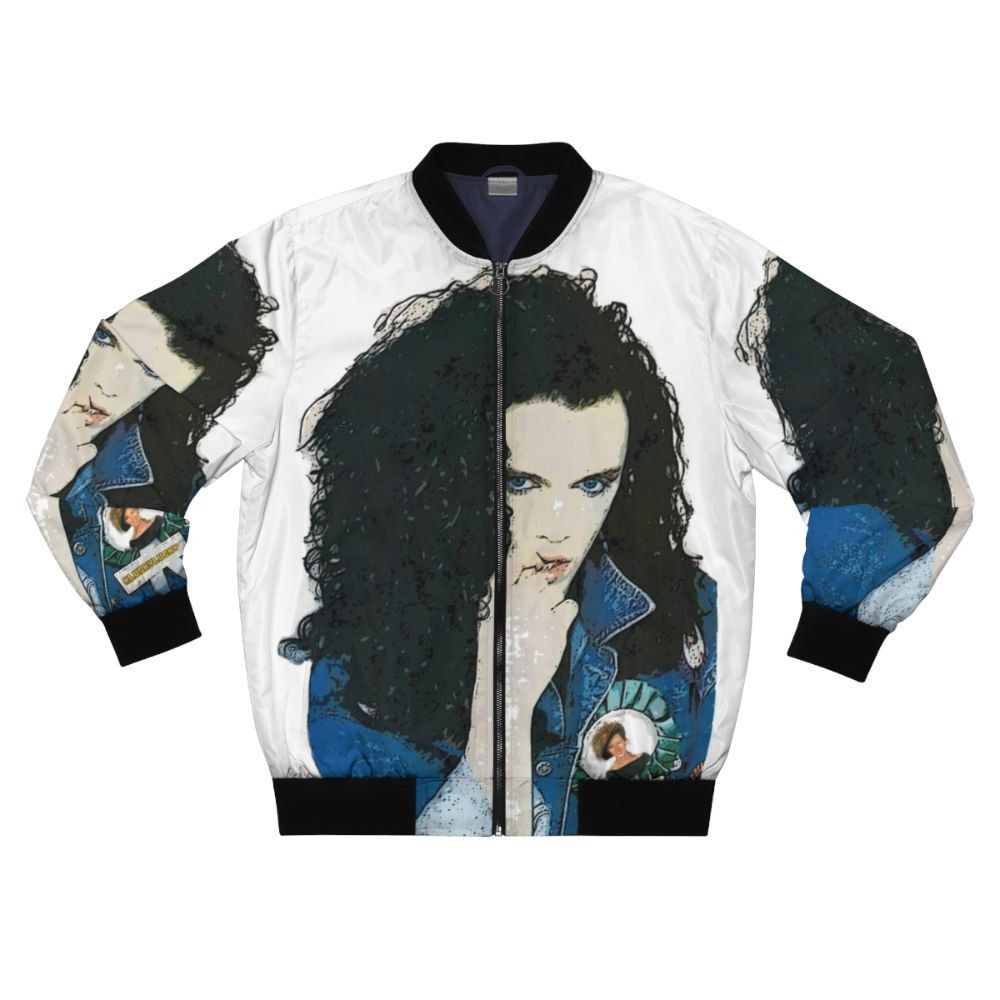 Shiny, metallic bomber jacket inspired by Pete Burns of the band Dead or Alive