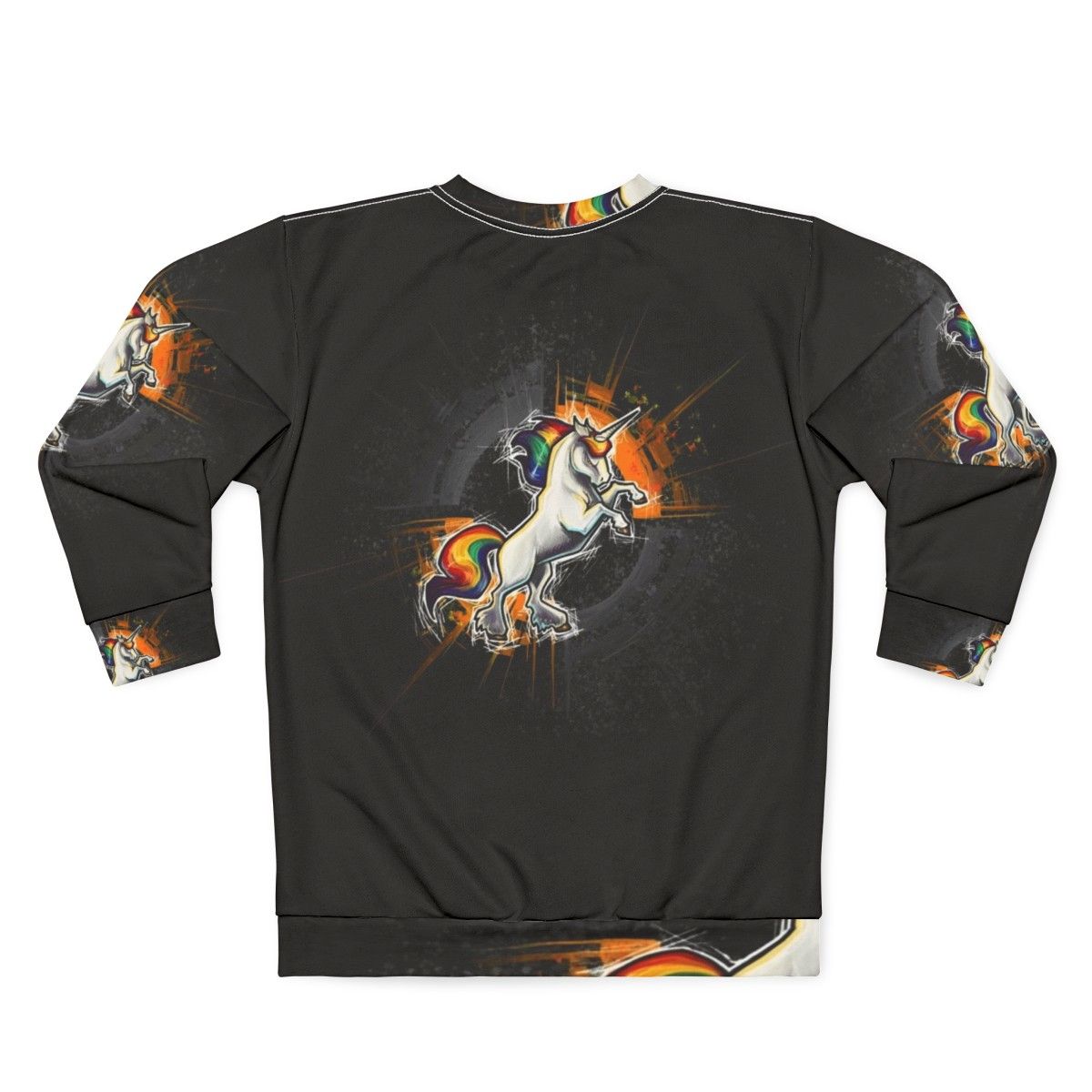 Death metal unicorn sweatshirt with dark gothic design - Back