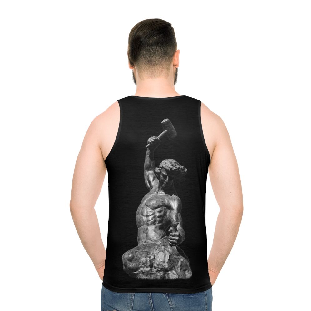 Unisex "Self Made Man" Inspirational Workout Tank Top - men back