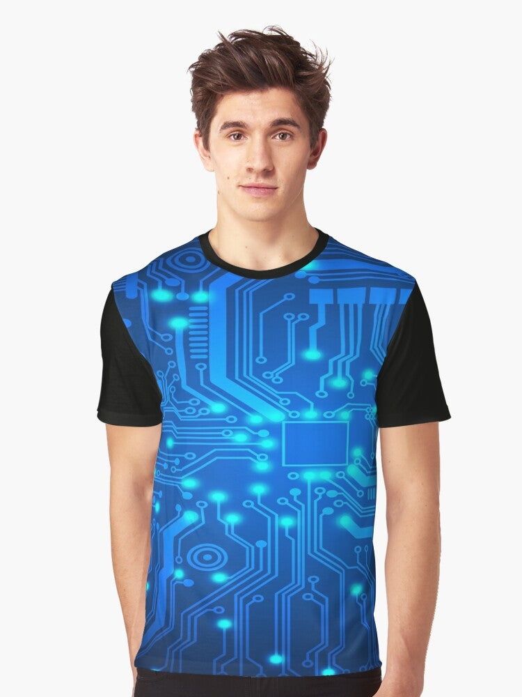 Electronic circuit graphic design t-shirt for computer engineers and technology enthusiasts - Men