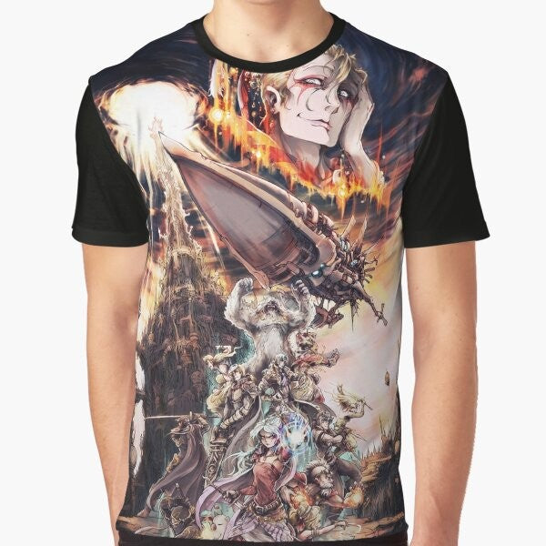 Final Fantasy RPG Graphic T-Shirt featuring characters from the iconic Final Fantasy video game series