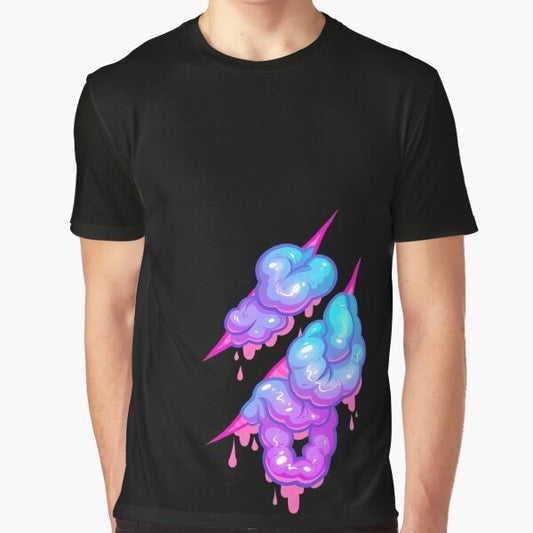 Pastel goth graphic t-shirt with candy gore and slime viscera design