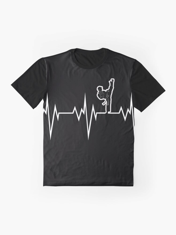 Taekwondo heartbeat graphic t-shirt with Korea martial arts design - Flat lay