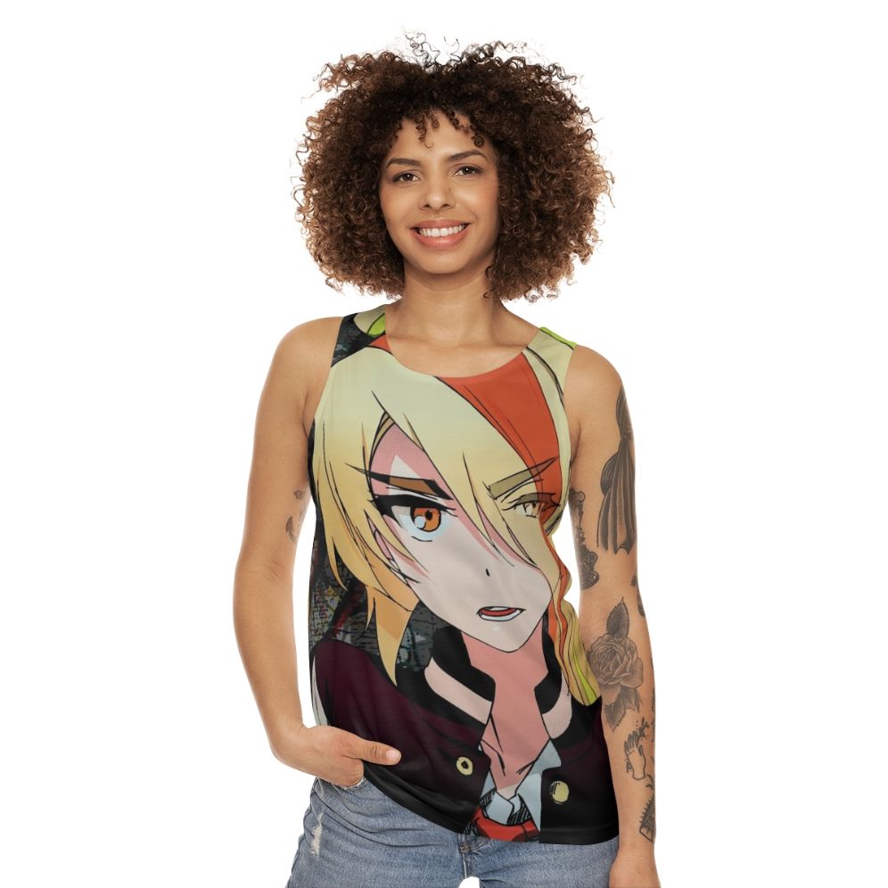 Nikaidou Saki Unisex Tank Top with Zombie Anime Graffiti Design - women