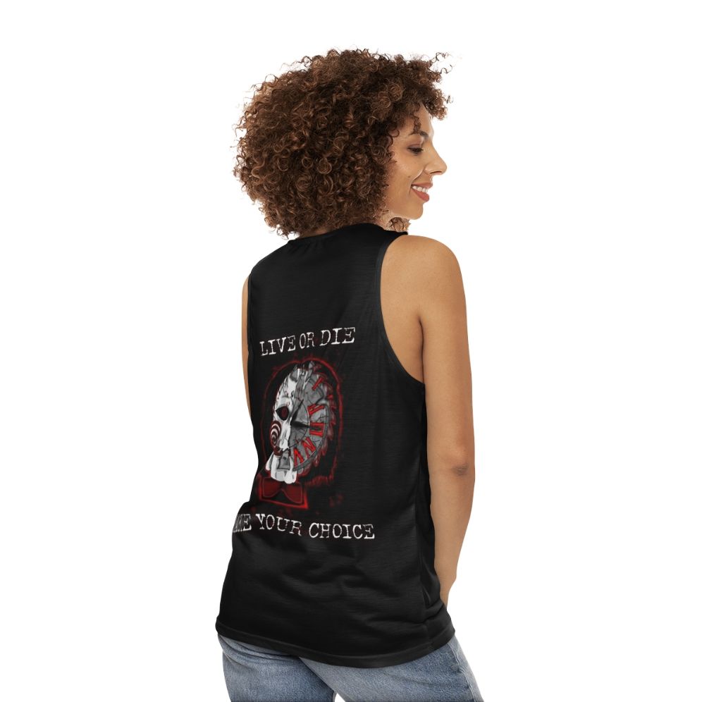 Jigsaw Horror Movie Unisex Tank Top - women back