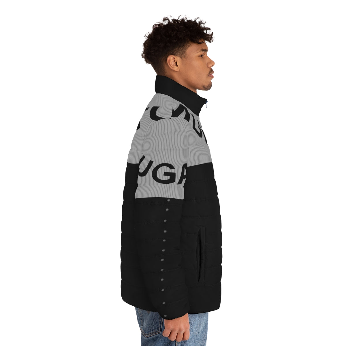 Mugatu Puffer Jacket with Derek Zoolander and Mugatu from the comedy film Zoolander - men side right