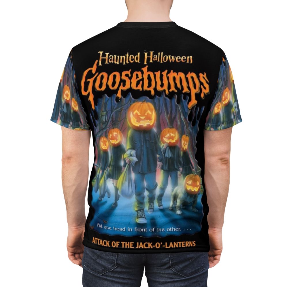 Haunted Halloween t-shirt with a scary monster design inspired by the Goosebumps book series - men back