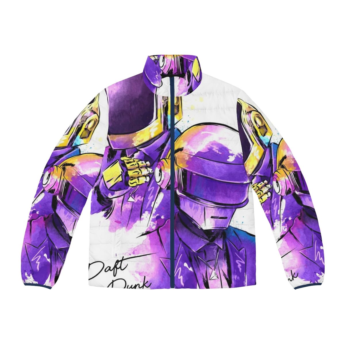 Daft Punk inspired puffer jacket with watercolor design