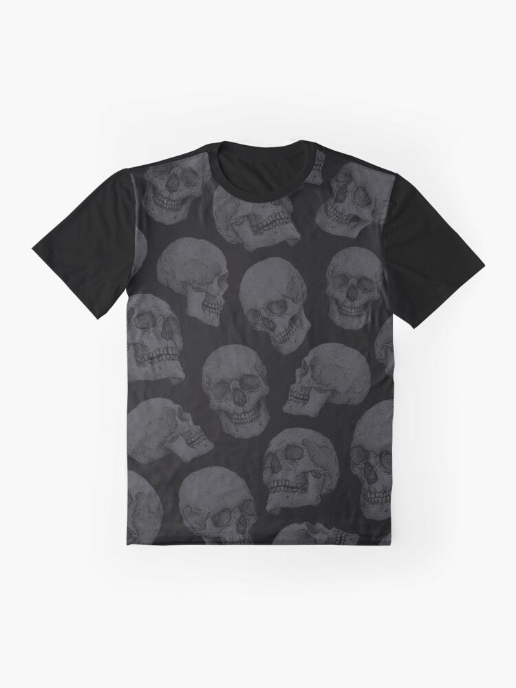 Gothic skull graphic on a black t-shirt - Flat lay