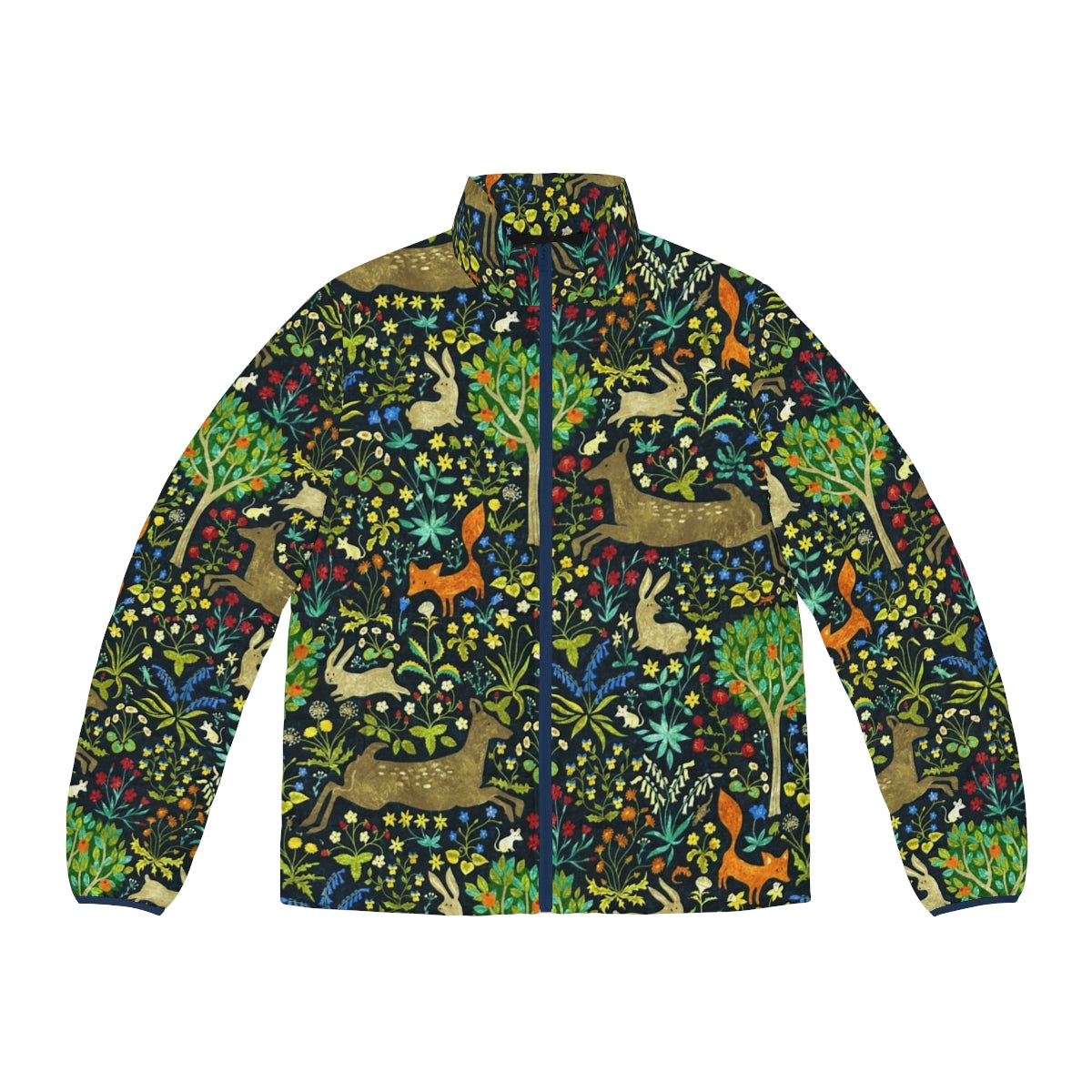 Arazzo Medievale Puffer Jacket featuring medieval and nature-inspired designs