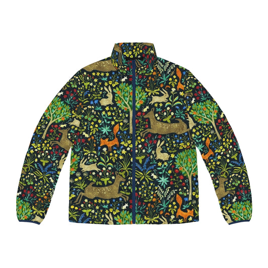 Arazzo Medievale Puffer Jacket featuring medieval and nature-inspired designs