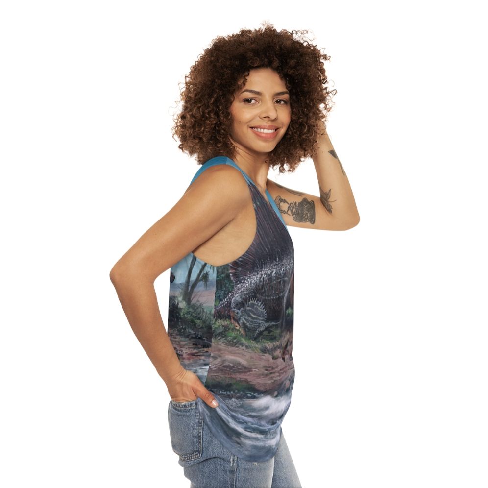 Dimetrodon unisex tank top with paleoart design - women side