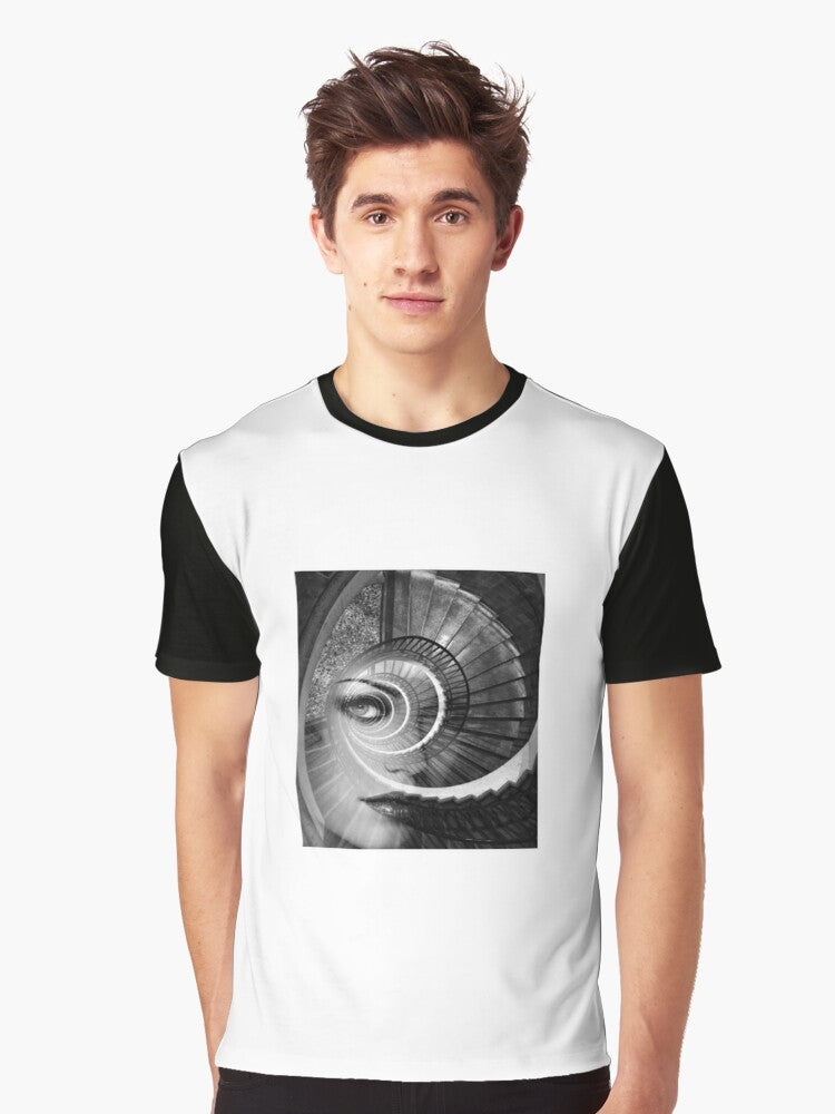 Spiral dreamy abstract design on a graphic t-shirt - Men