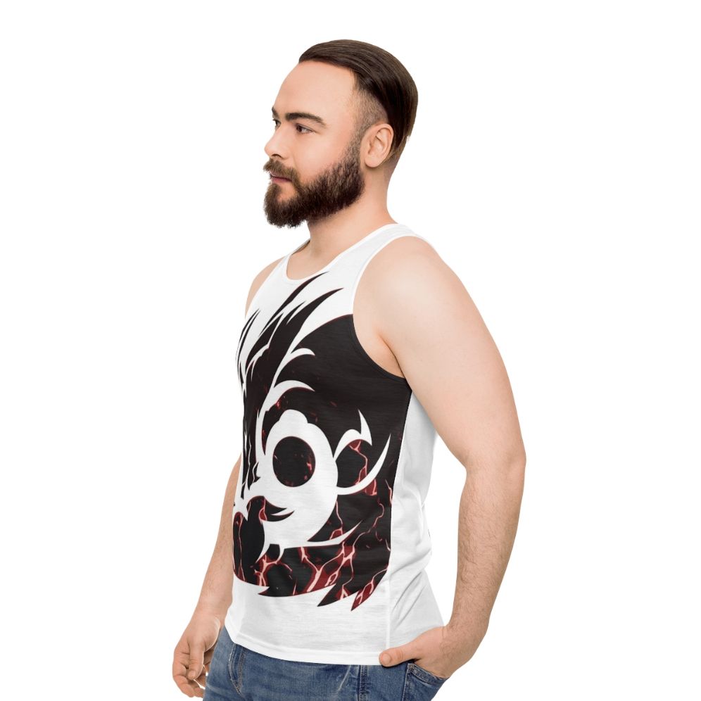 Unisex tank top with black lightning dragon fantasy creature design - men side