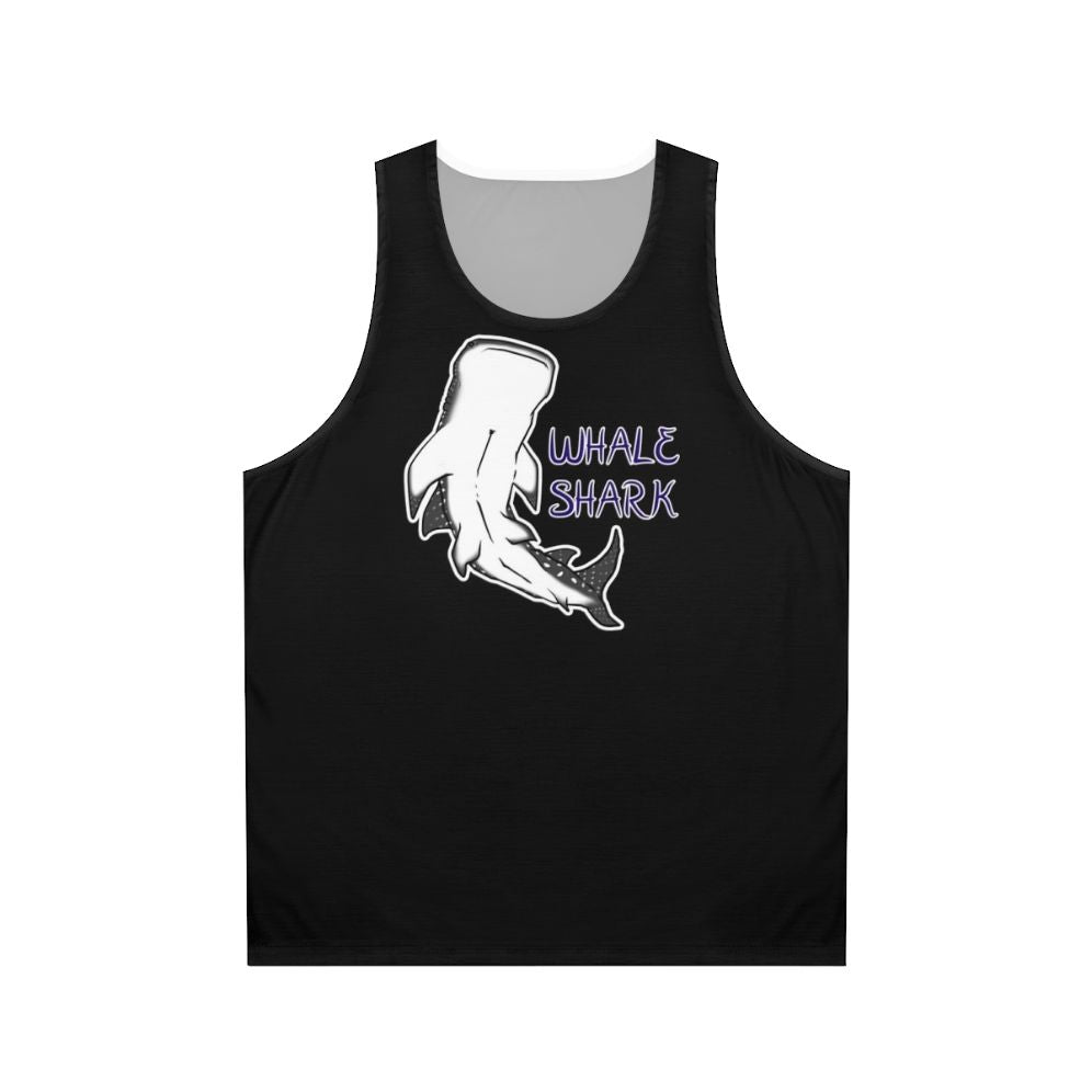 Whale shark unisex tank top with purple and blue design