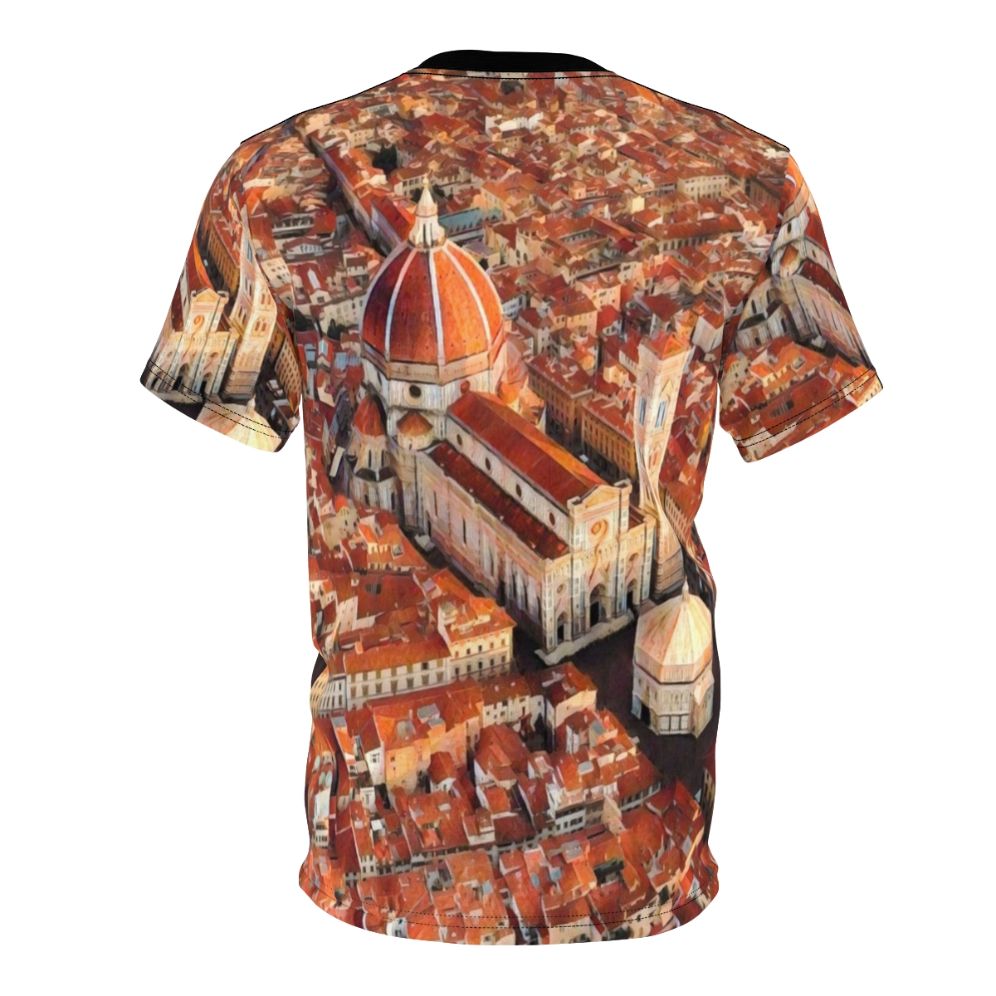 Photograph of Florence, Italy's historic skyline and cathedral on an all-over print t-shirt - Back