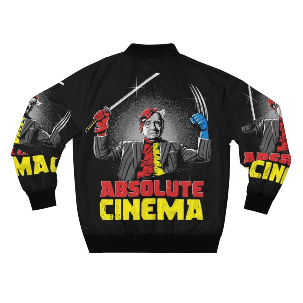 Stylish cinema-inspired bomber jacket featuring a superheroes design - Back