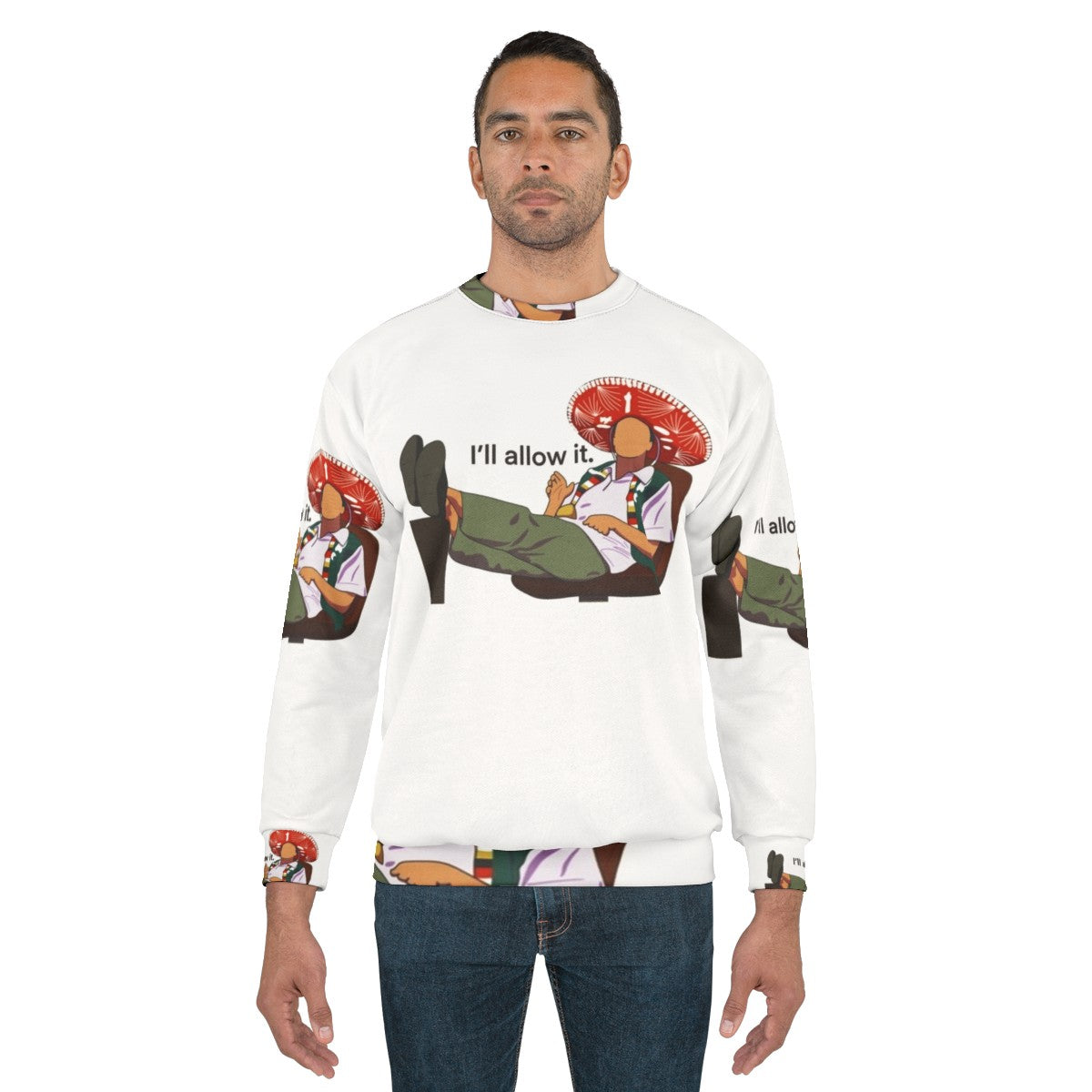 "Chang I'll Allow It" Community TV Show Sweatshirt featuring Donald Glover, Troy and Abed, and pop culture references - men