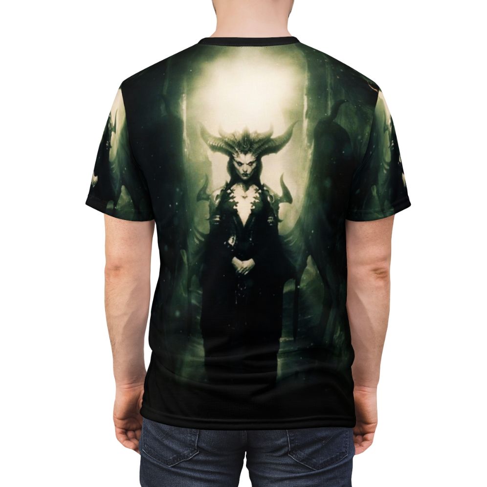 Stylish t-shirt design featuring Diablo 4 elements and themes - men back