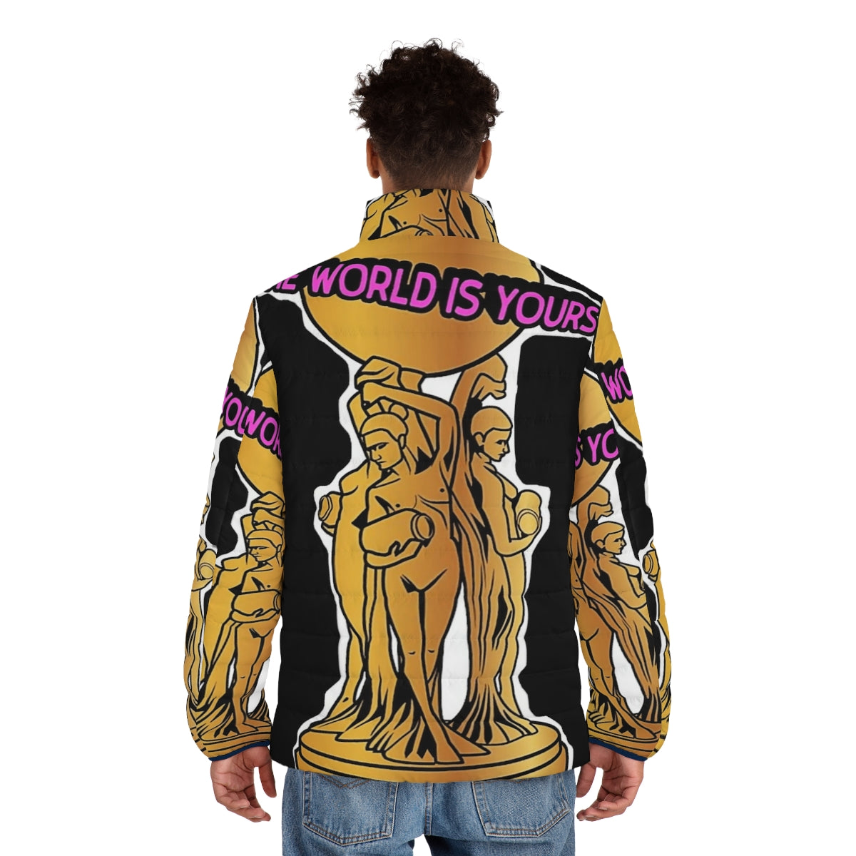 Hip hop Scarface Tony Montana inspired vintage puffer jacket - men back