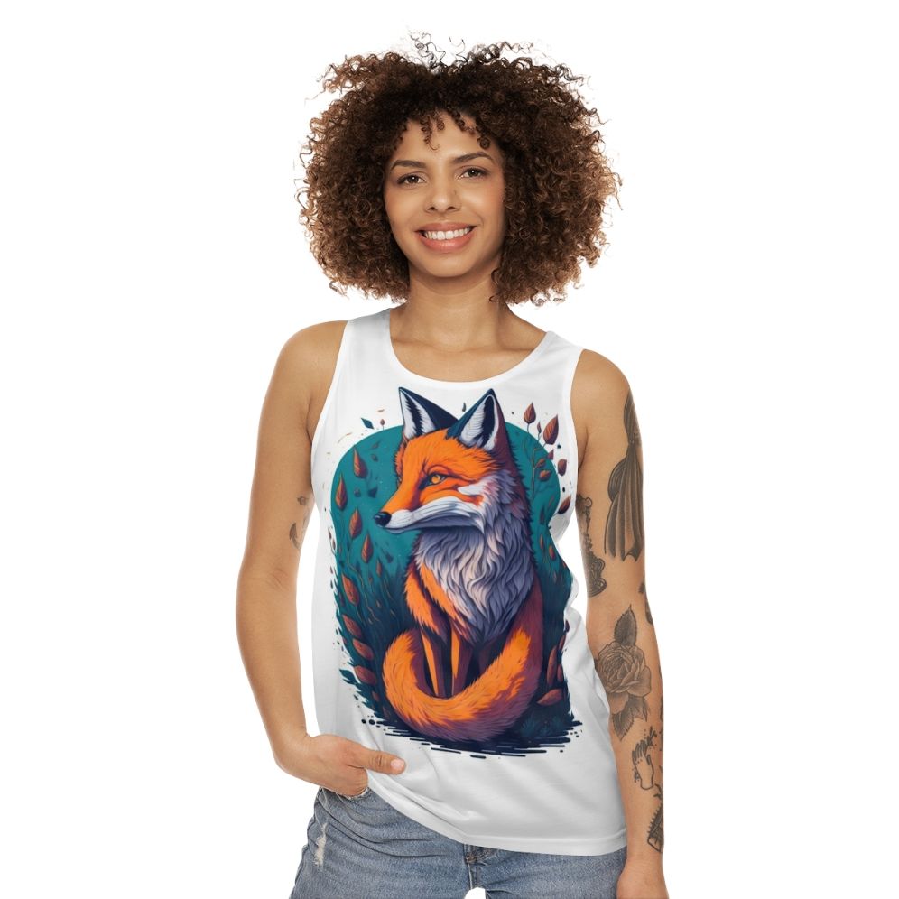 Legendary Fox Unisex Tank Top with Pastel Watercolor Fantasy Design - women