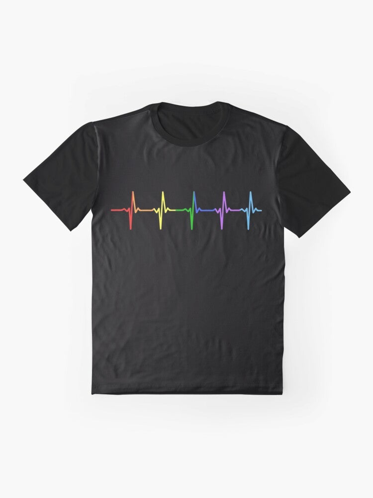 Rainbow LGBTQ Pride Pulse Graphic T-Shirt - Flat lay