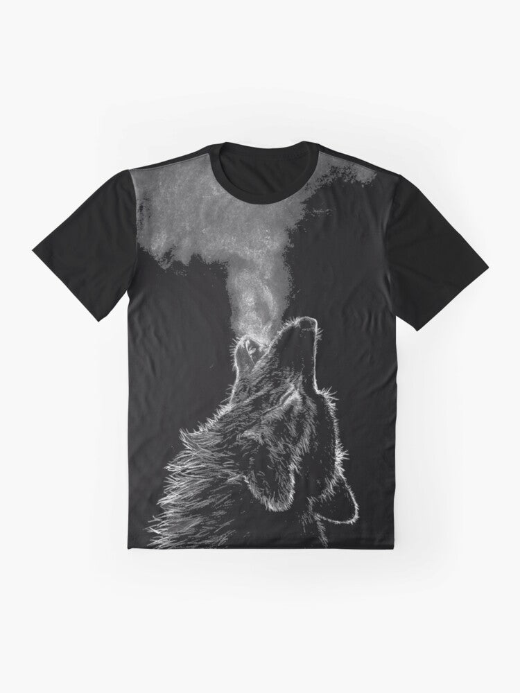 Striking wolf graphic design on a t-shirt - Flat lay