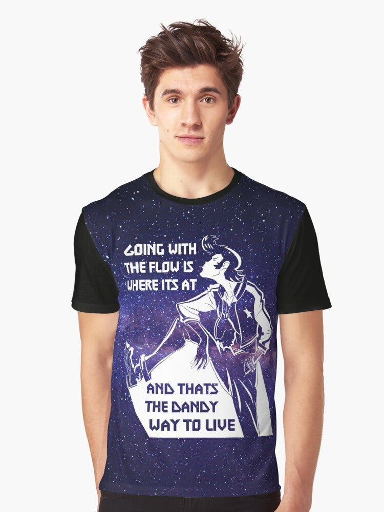 Space Dandy graphic t-shirt with an anime-inspired sci-fi design - Men