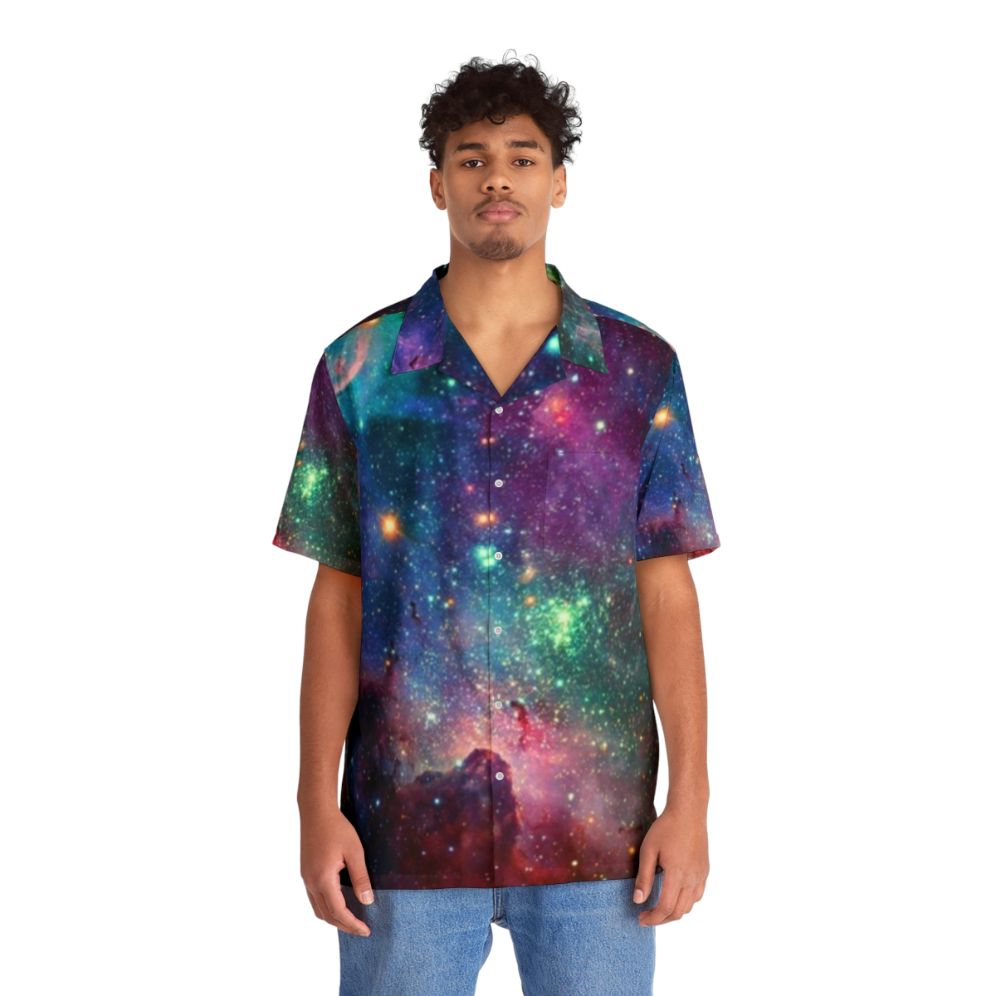 Galaxy Hawaiian Shirt with Space Themed Cosmic Print - People Front