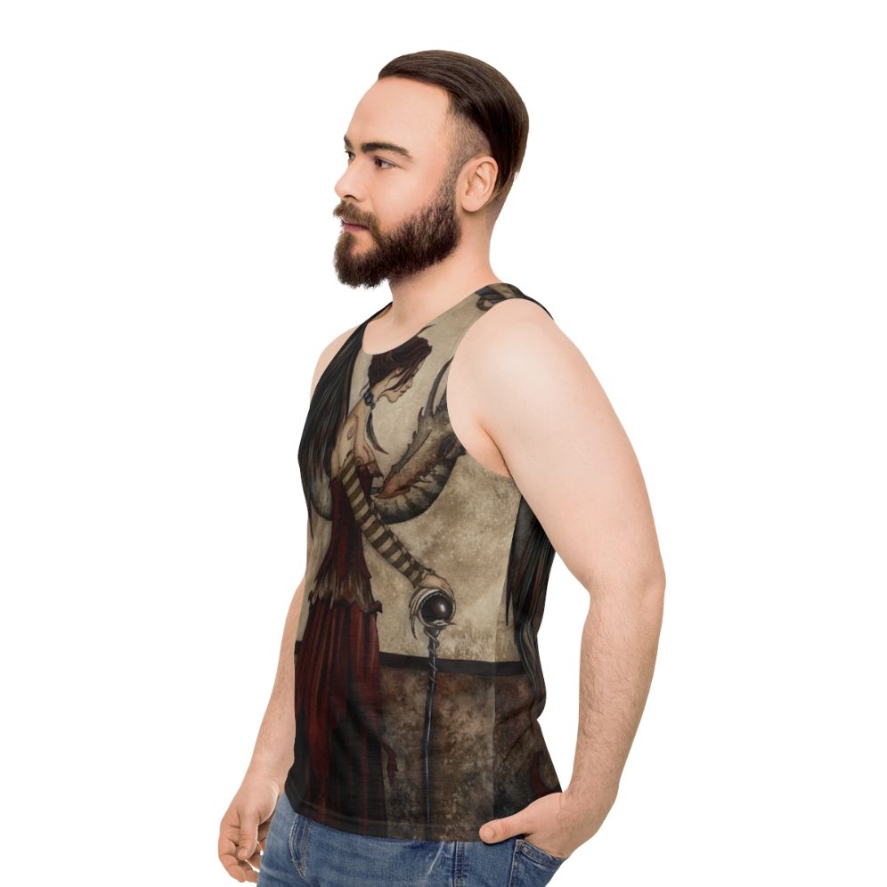 Dark fantasy dragon unisex tank top - men side