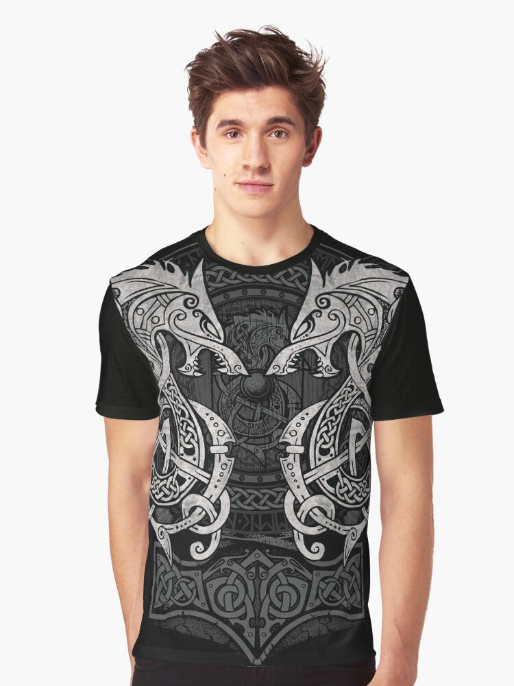 Norse mythology Fenrir wolf graphic t-shirt - Men