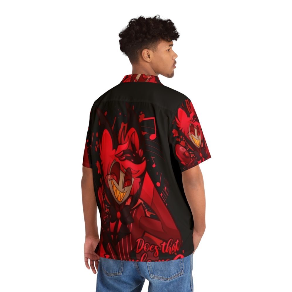 Alastor the Radio Demon Hawaiian Shirt with Hazbin Hotel Inspired Design - Flat lay