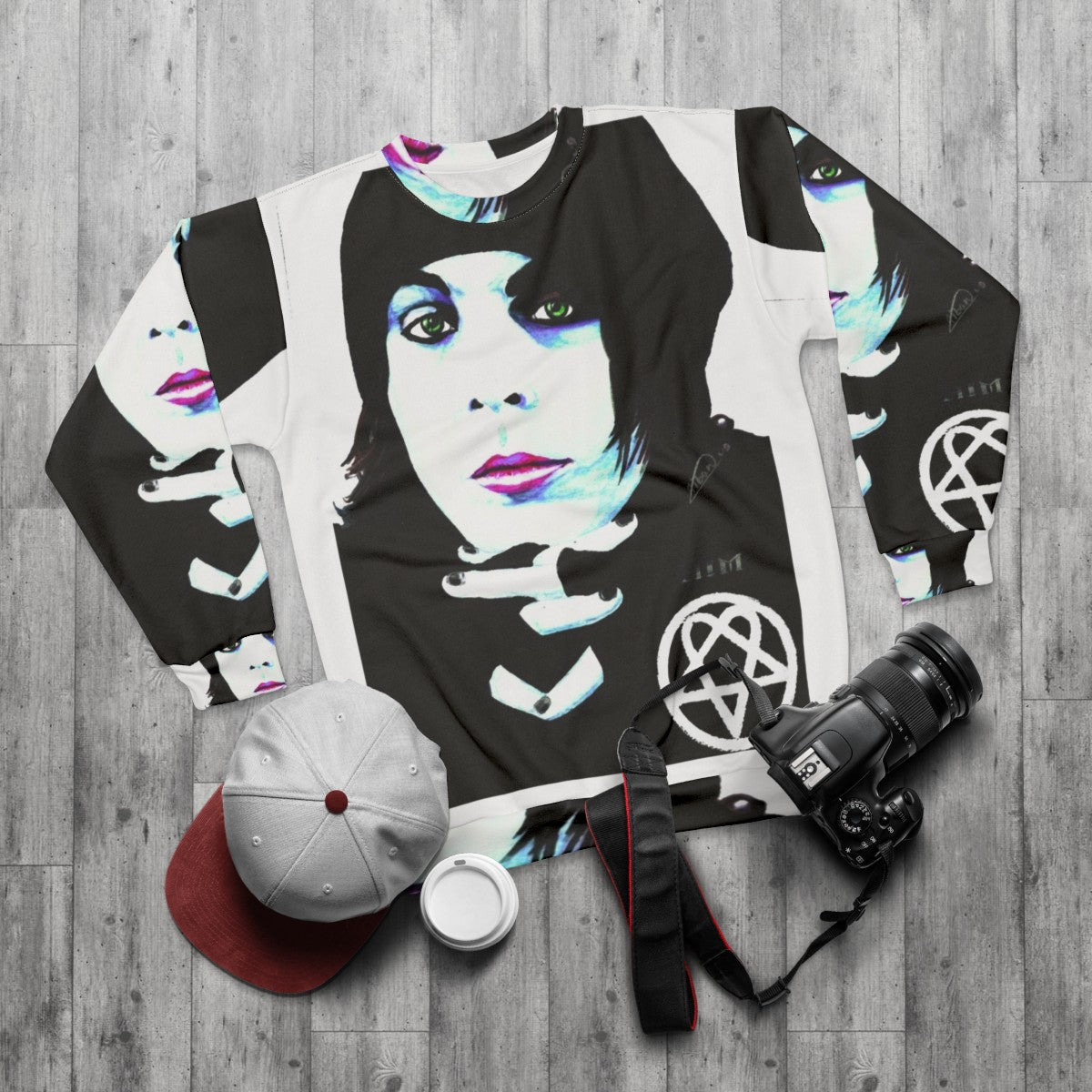 Him Ville Valo Portrait Sweatshirt - flat lay