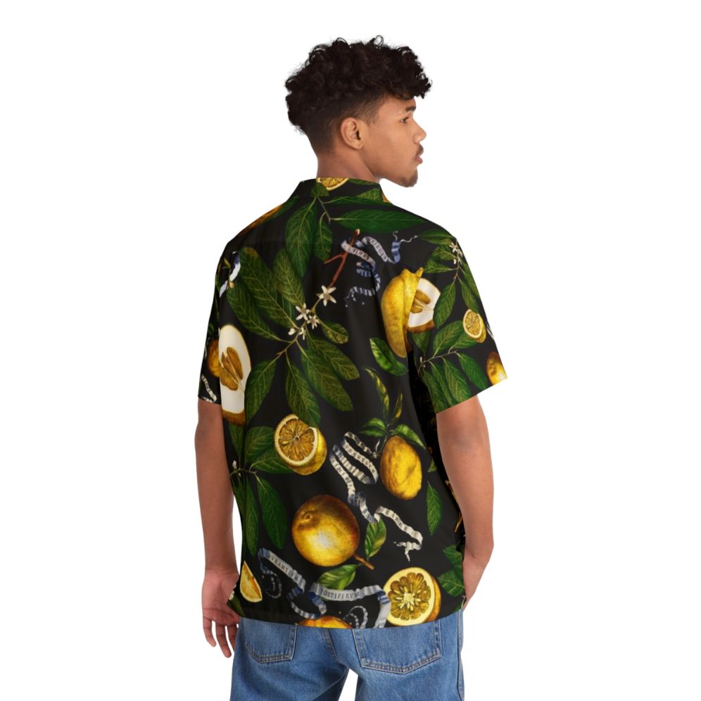 Lemon Tree Black Hawaiian Shirt with Tropical Botanical Design - People Back