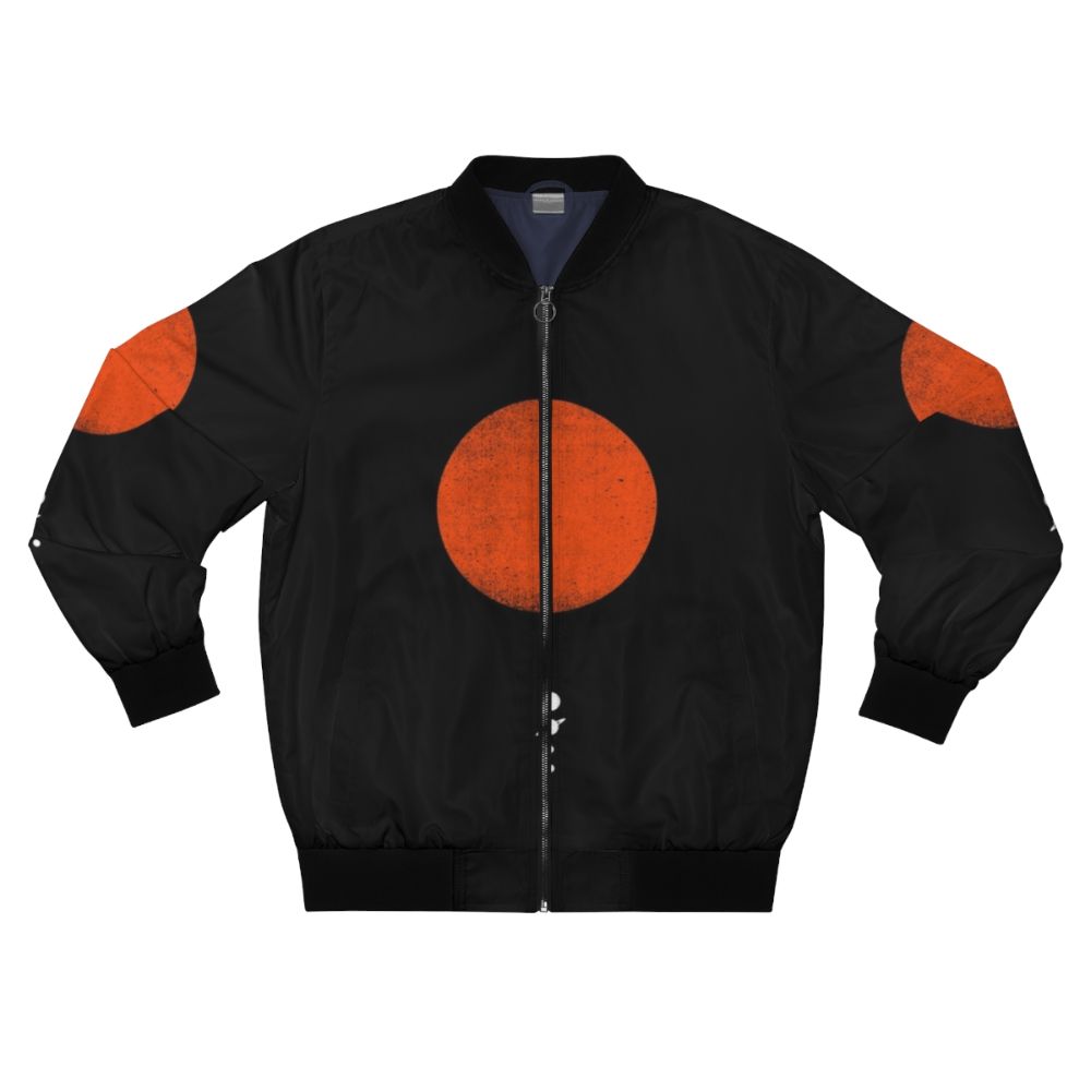 Minimal bomber jacket featuring a solar system design with planets