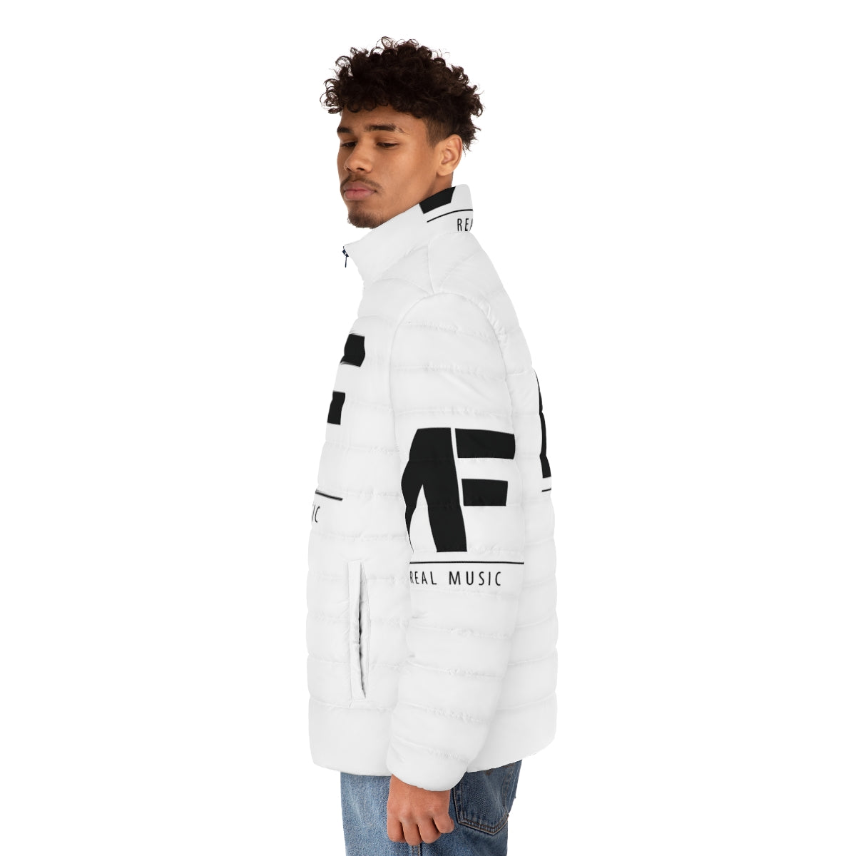 NF Real Music Puffer Jacket 2 with Christian Rapper NF Logo - men side left