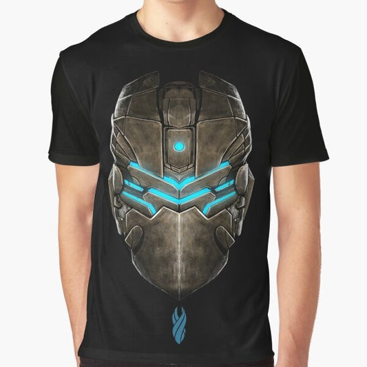 Dead Space 2 Graphic T-Shirt featuring the character Isaac Clarke and his iconic helmet