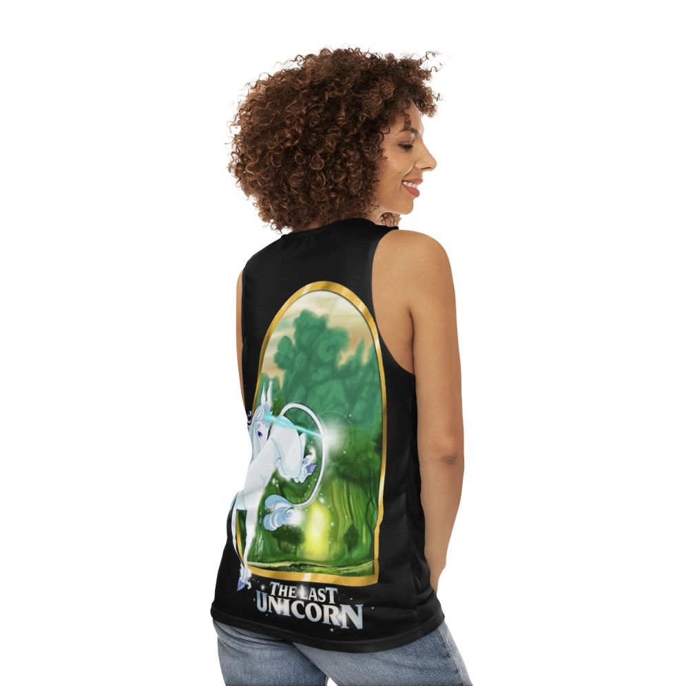 Unisex 'The Last Unicorn' fantasy movie tank top - women back