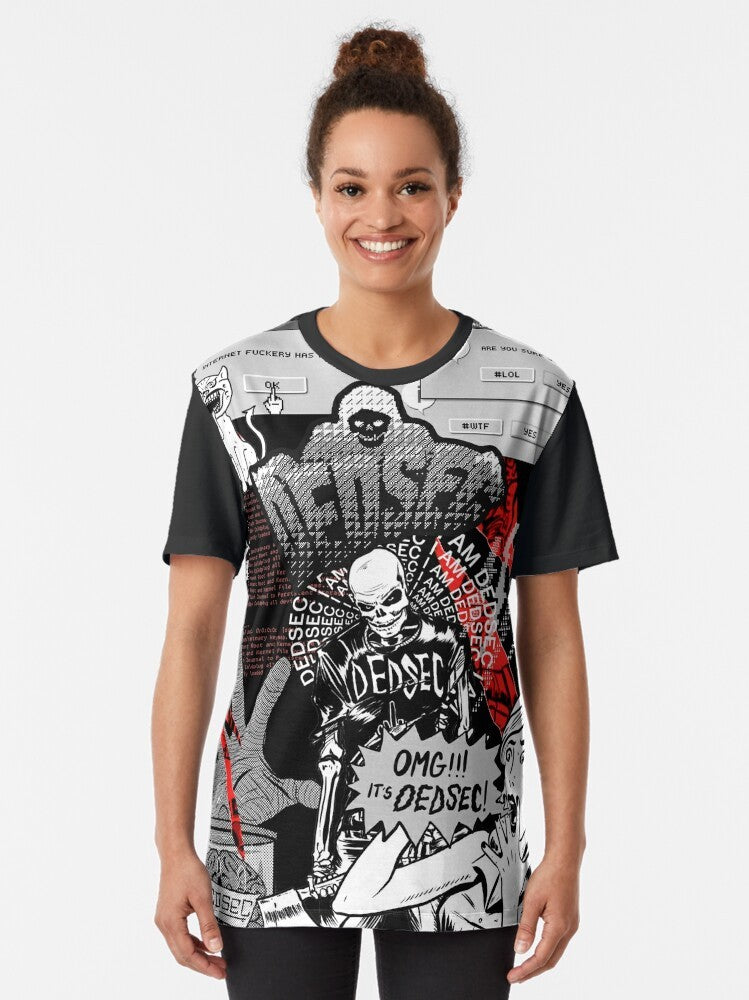 Dedsec graphic t-shirt with cyberpunk inspired design - Women